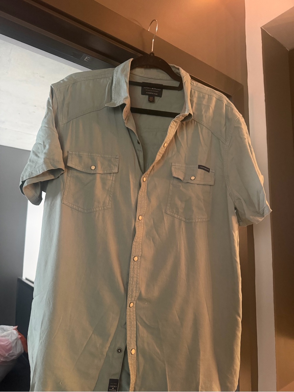 Lucky Brand Men's Short-Sleeve Button-Down Shirt in Light Sage